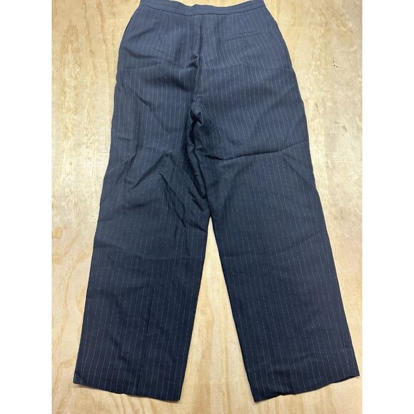 Ralph Lauren Pinstripe Pants Sz 12 Navy Lined Rayon Wool Blend Academia Career - Picture 6 of 6